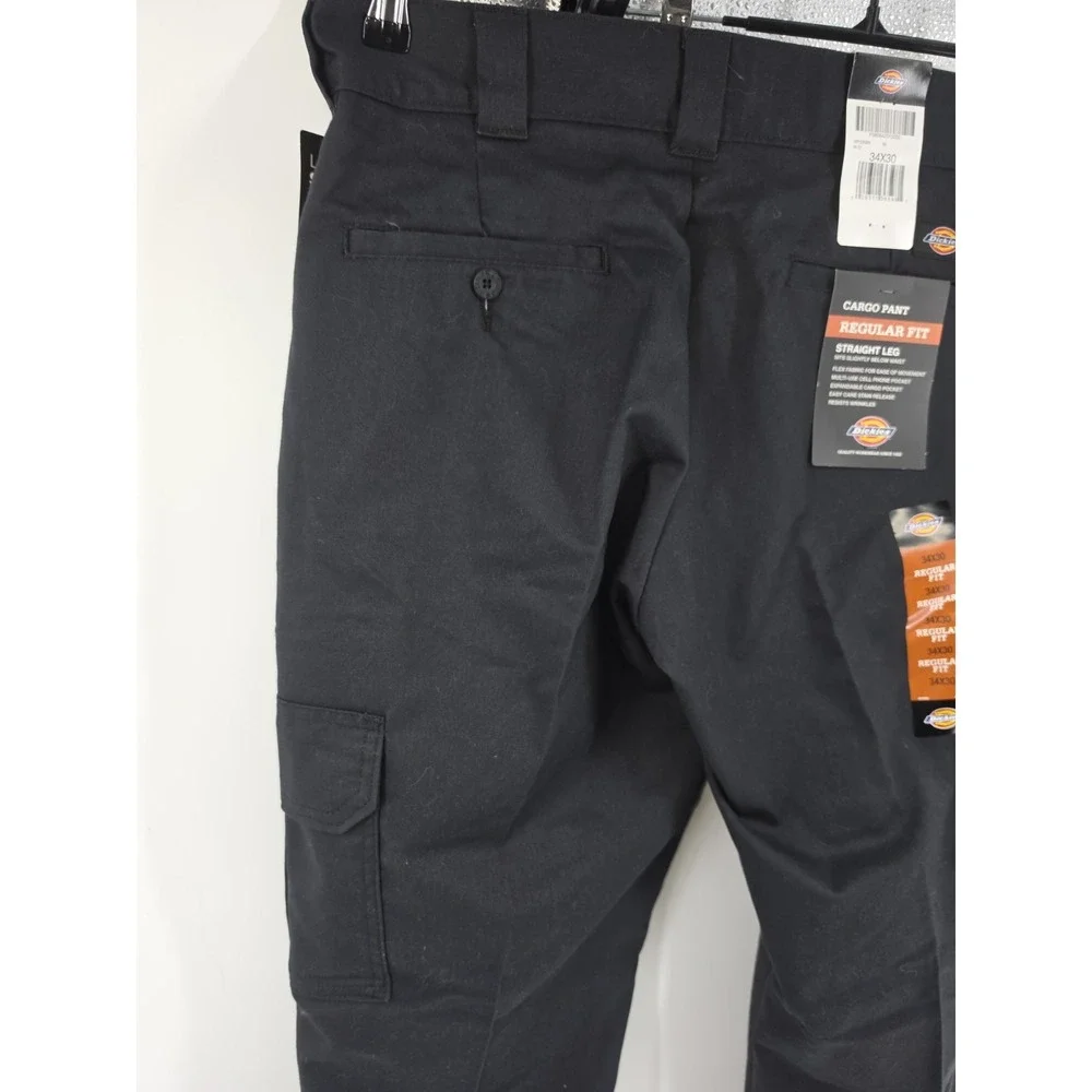 Dickies Regular Fit Cargo Work Pants -Straight Leg 34 x 30, Black